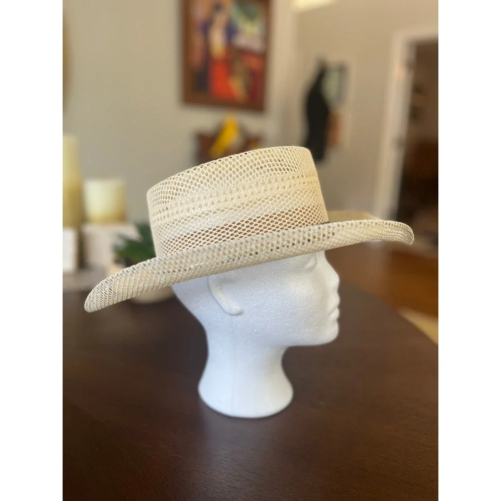 Woven Straw Cowboy Hat Size 55 6 7/8 Ventilated Western Sun Beach Hat Mexico